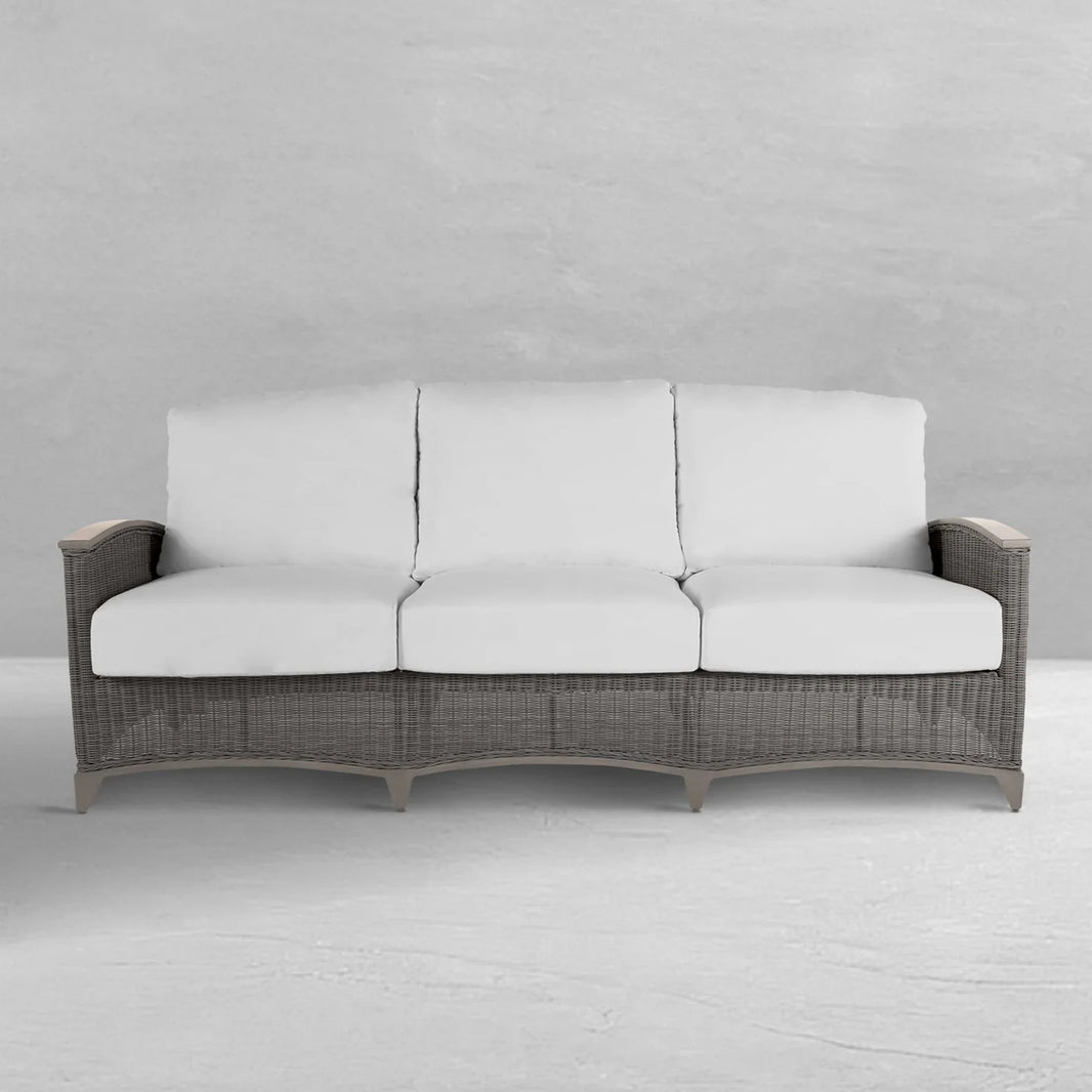 QS Astoria Sofa, Oyster with Linen Dove Cushions