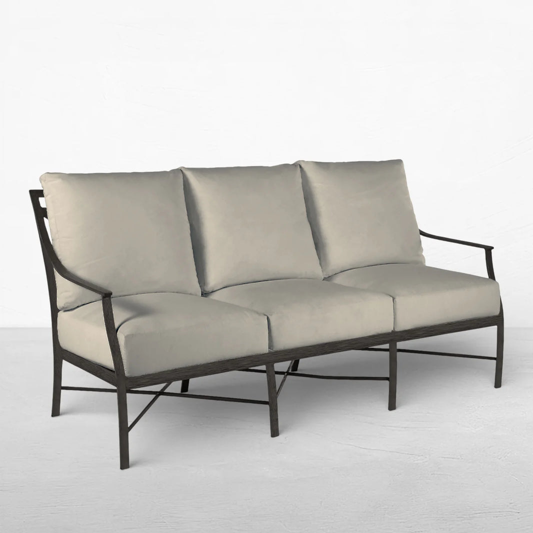 QS Monaco Sofa, Slate Gray with Linen Dove Cushions