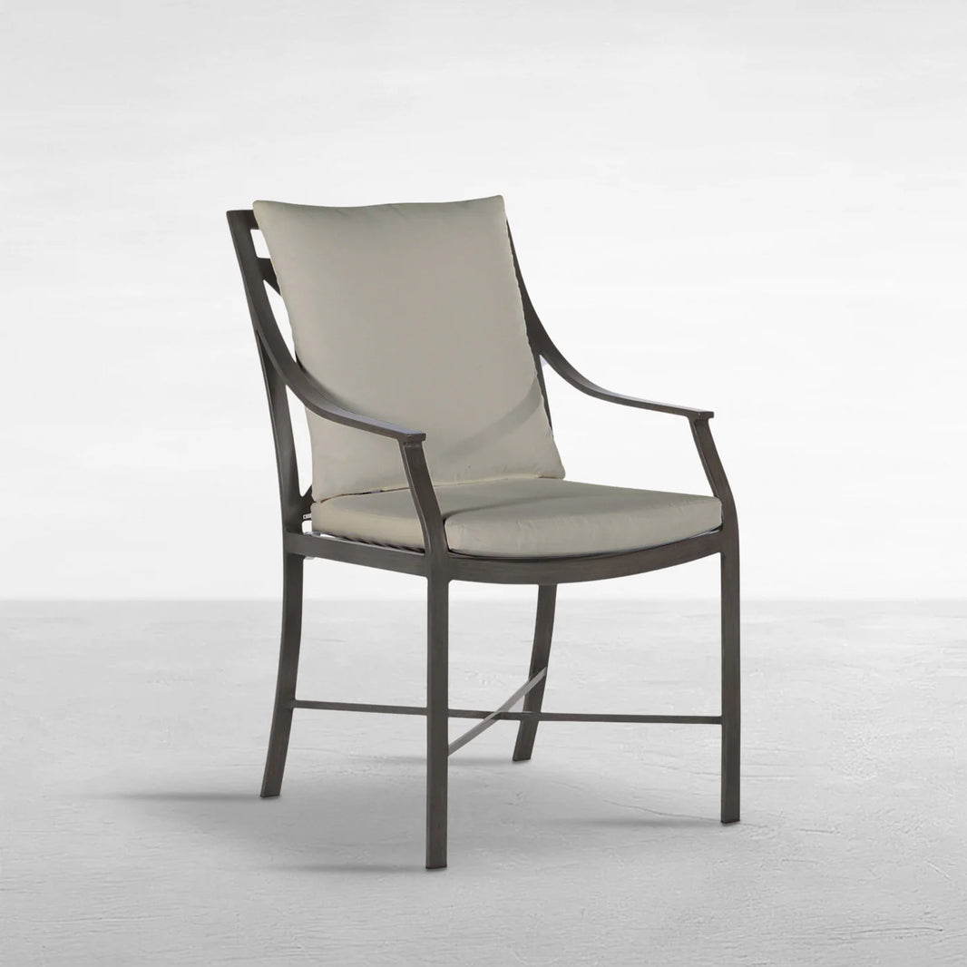 QS Monaco Arm Chair, Slate Gray with Linen Dove Cushions